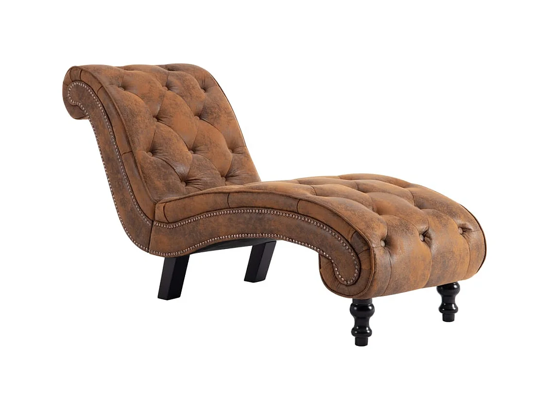 Méridienne chaise longue canapé PVC marron 145 x 52 x 77 cm DEC026200