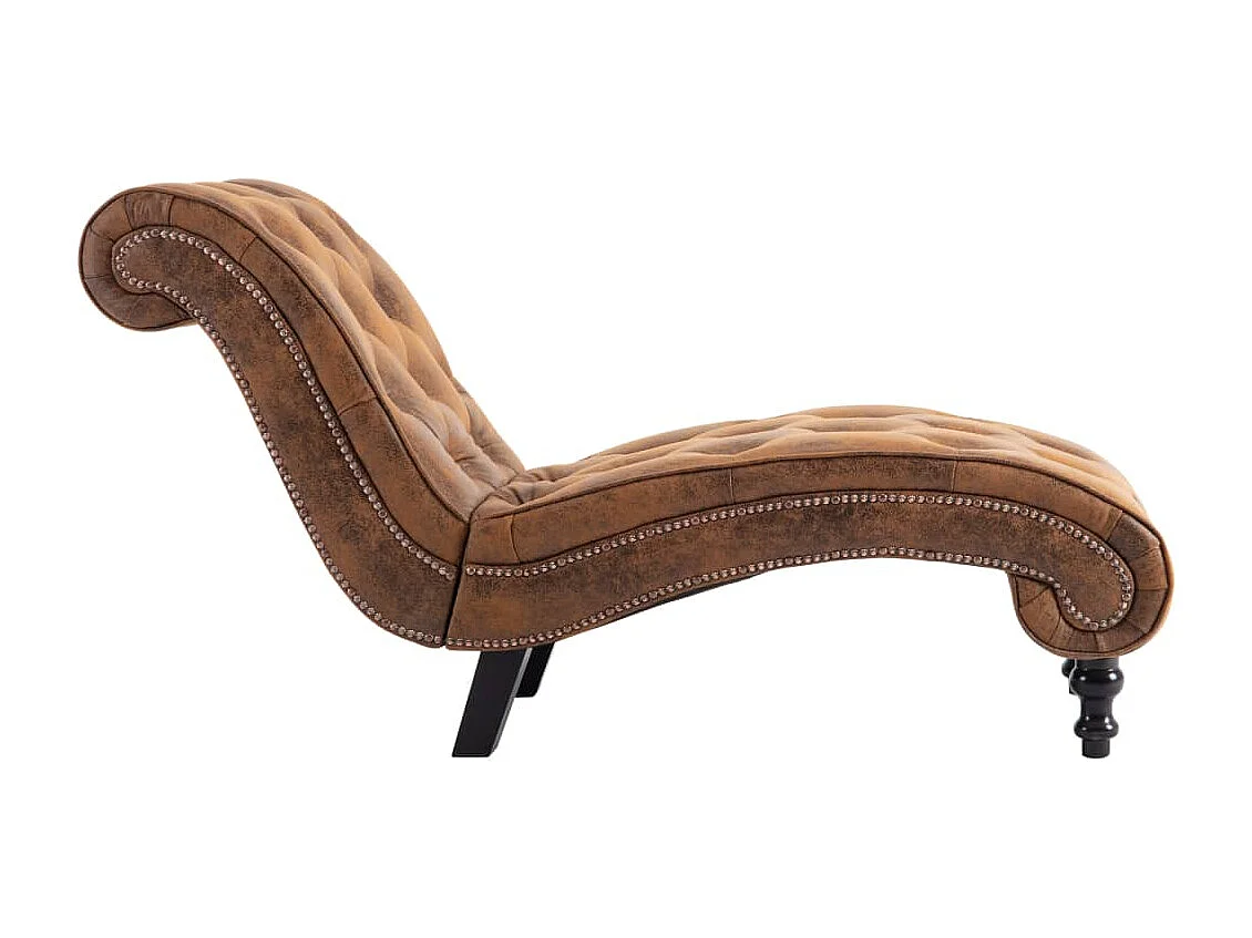 Méridienne chaise longue canapé PVC marron 145 x 52 x 77 cm DEC026200