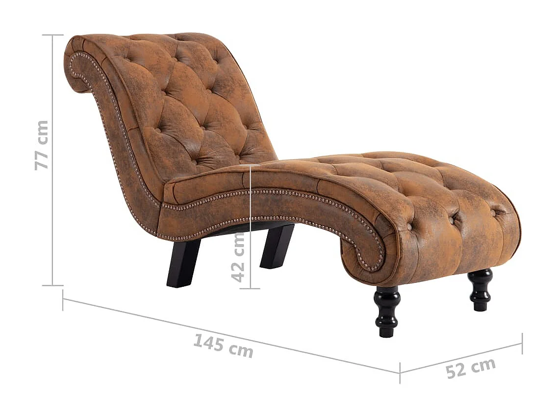 Méridienne chaise longue canapé PVC marron 145 x 52 x 77 cm DEC026200