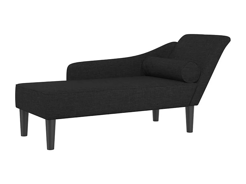 Méridienne chaise longue canapé tissu noire 141 x 55.5 x 66.5 cm DEC026089
