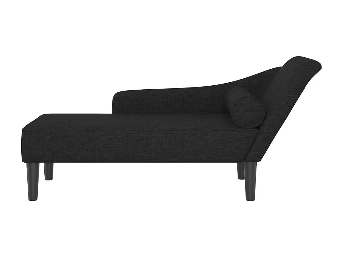Méridienne chaise longue canapé tissu noire 141 x 55.5 x 66.5 cm DEC026089