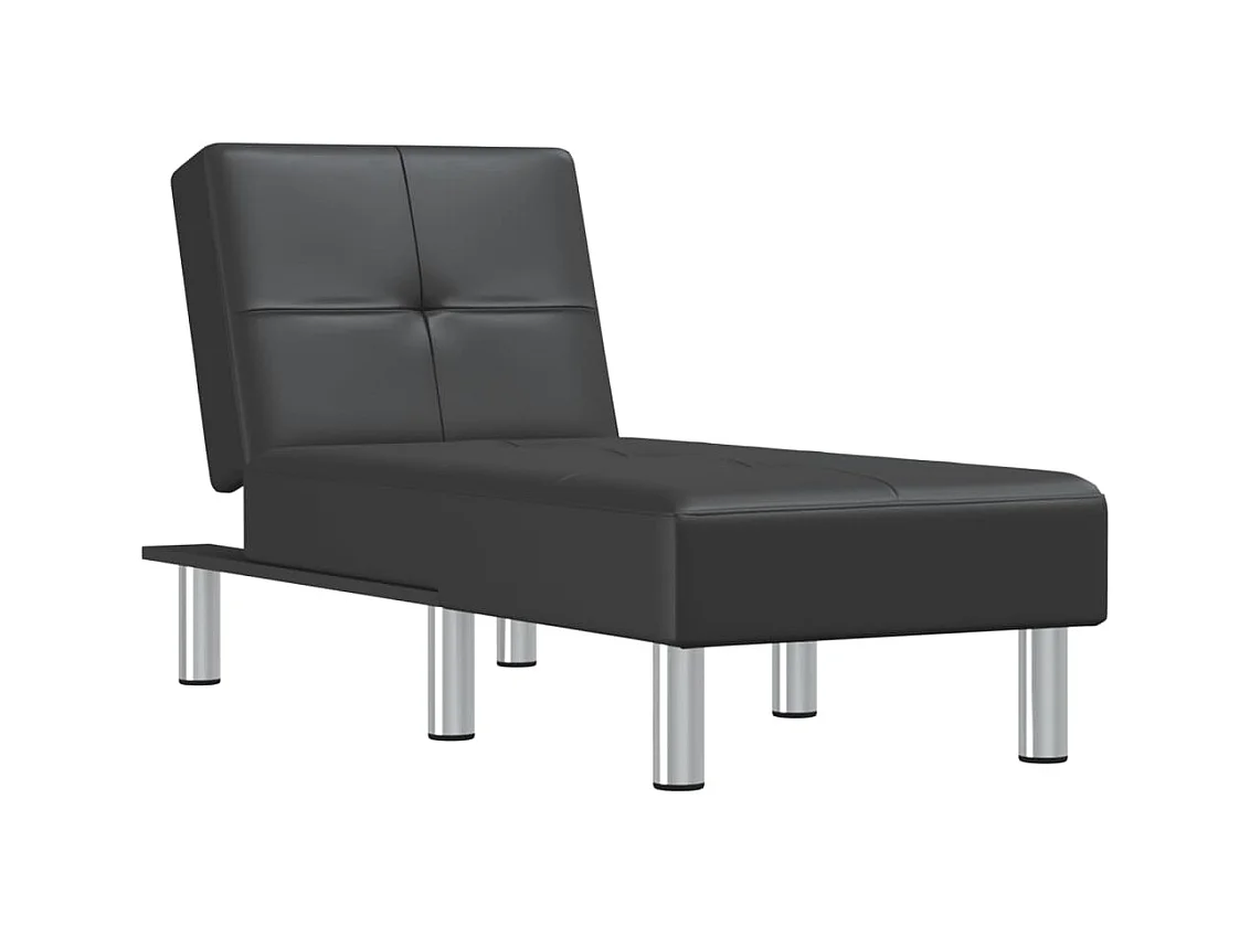 Méridienne chaise longue pour PVC noire 55 x 155 x 33 cm DEC026204