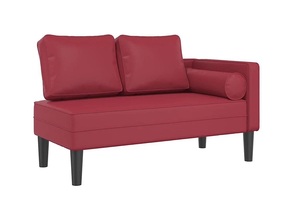Méridienne chaise longue canapé PVC bordeaux 116.5 x 62 x 57.5 cm DEC026095
