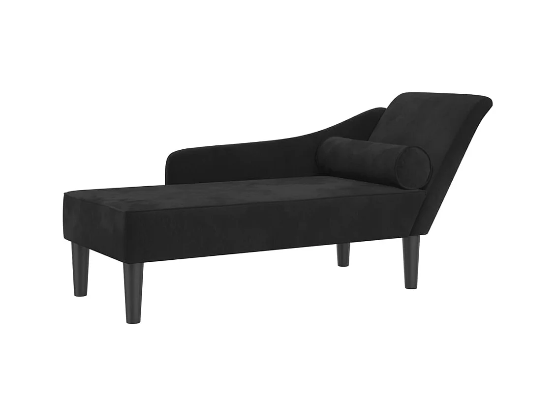 Méridienne chaise longue canapé noire 141 x 55.5 x 66.5 cm DEC026091