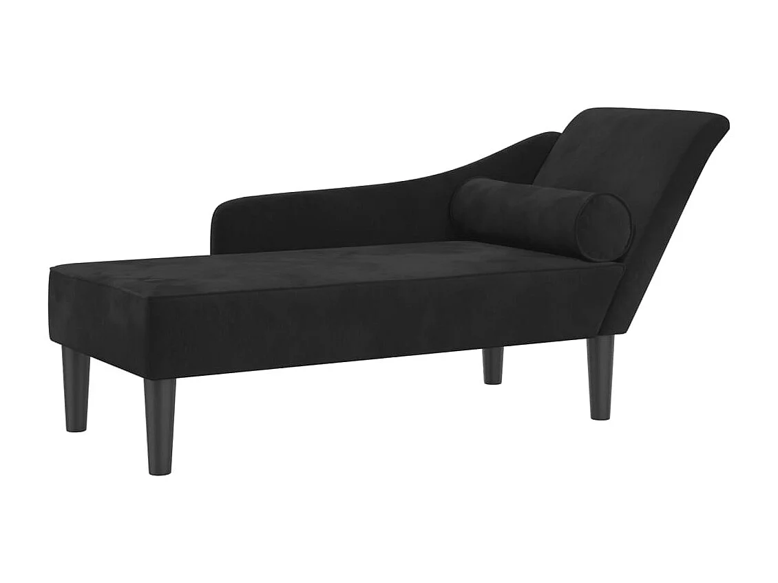 Méridienne chaise longue canapé noire 141 x 55.5 x 66.5 cm DEC026091