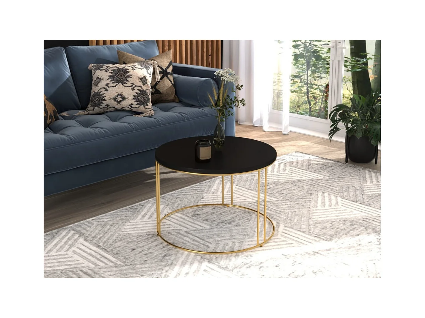 Tavolino Noela Premium/Metallo e Legno/Oro&