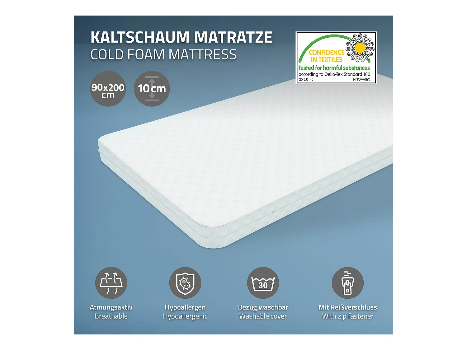 Lit d'enfant 90x200 cm avec matelas H10 cm en mousse cadre naturel en bois design de maison pin massif robuste avec sommier à lattes et filet de but