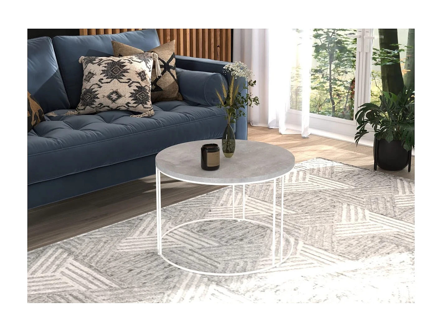 Tavolino Noela Lux/Metallo&Legno/Bianco&