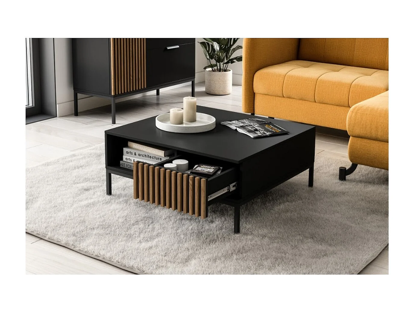 Couchtisch Noville/MDF&Metall/Schwarz