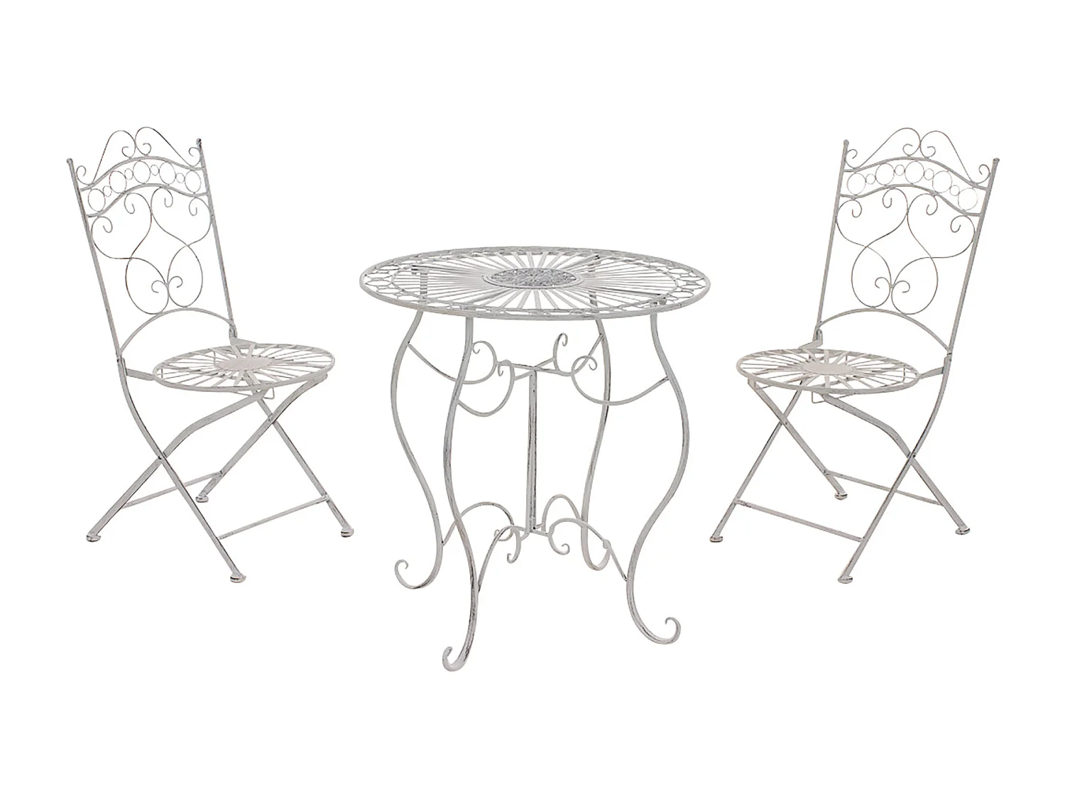 Ensemble meubles de jardin métal blanche 40 x 50 x 92 cm 10_0002987