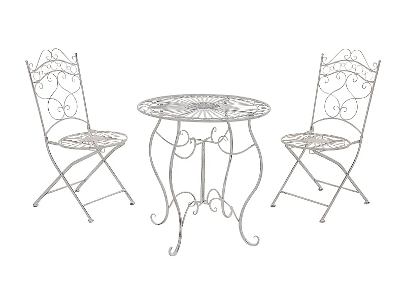 Ensemble meubles de jardin métal blanche 40 x 50 x 92 cm 10_0002987