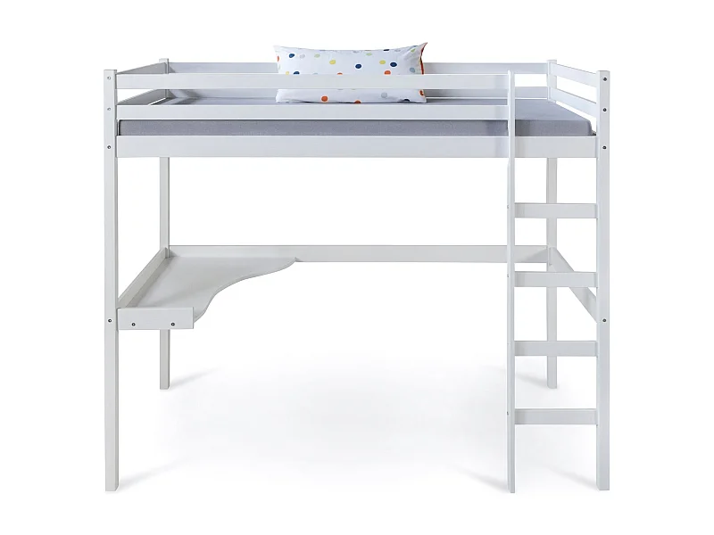 Lit mezzanine multifonctionnel pour bois blanche 206 x 96 x 175 cm LIT06235