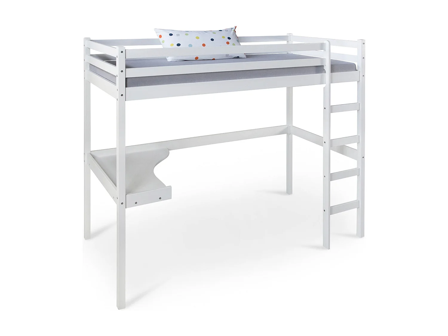 Lit mezzanine multifonctionnel pour bois blanche 206 x 96 x 175 cm LIT06235