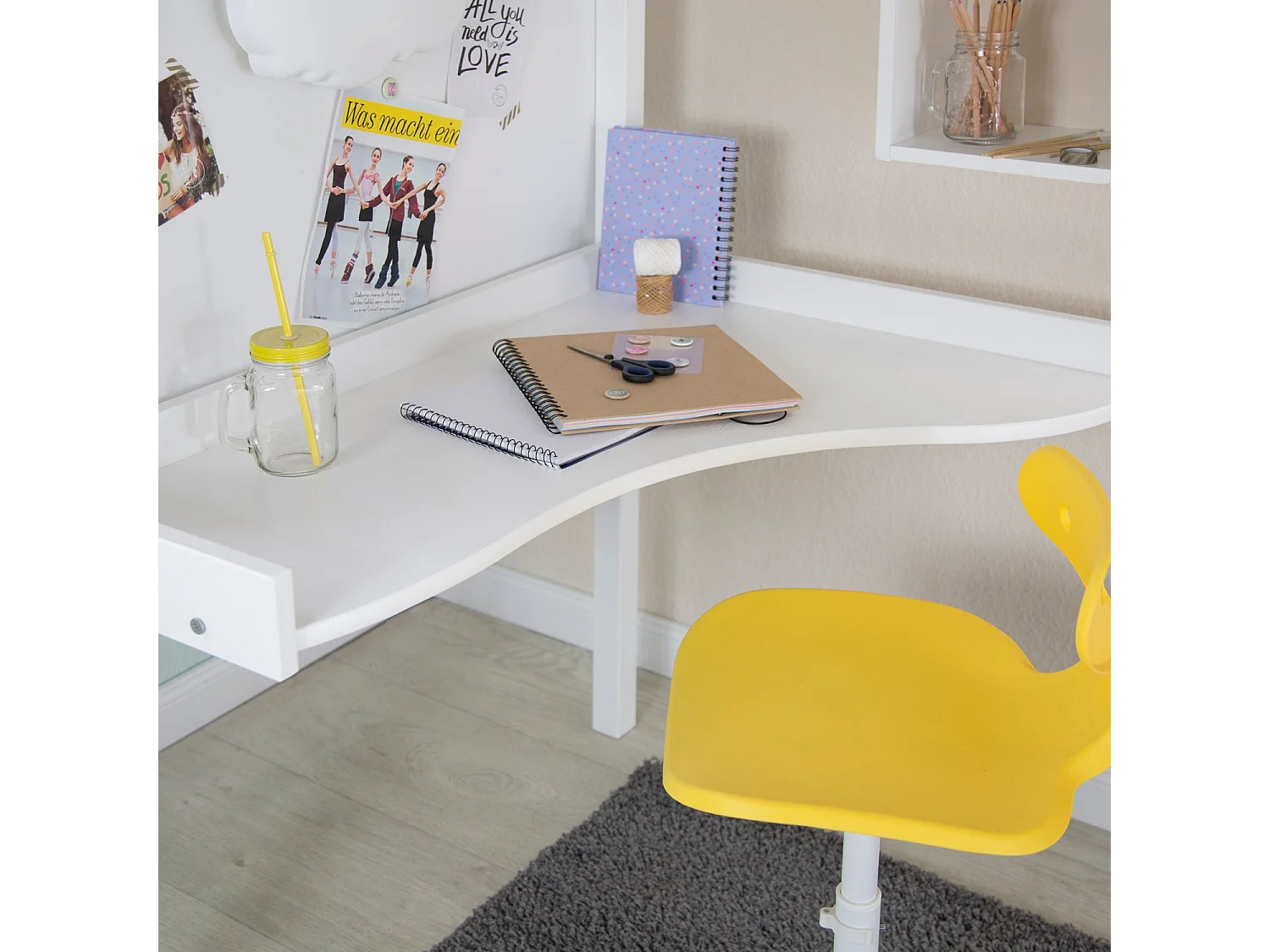 Lit mezzanine multifonctionnel pour bois blanche 206 x 96 x 175 cm LIT06235