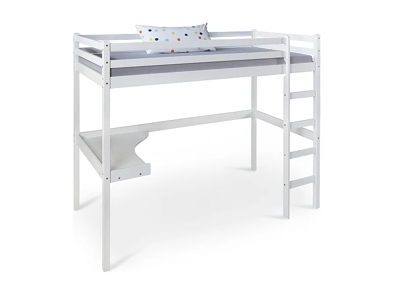 Lit mezzanine multifonctionnel pour bois blanche 206 x 96 x 175 cm LIT06235