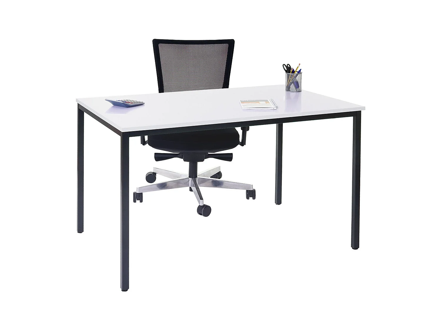 Bureau table de conférence effet bois blanche 120 x 80 x 75 cm 04_0001393