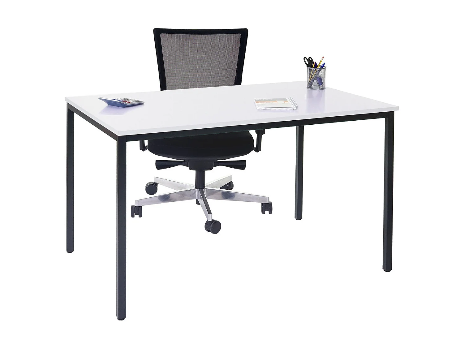 Bureau table de conférence effet bois blanche 120 x 80 x 75 cm 04_0001393