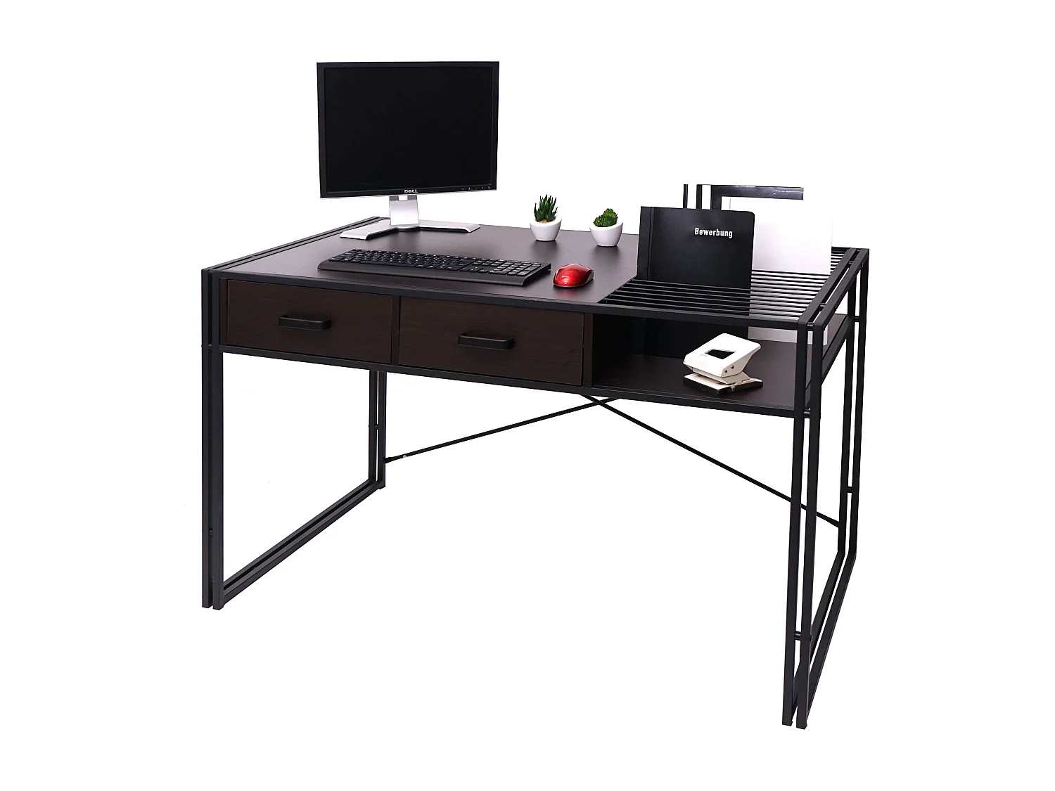 Bureau d'ordinateur avec tiroirs marron 120 x 70 x 76 cm 04_0001449