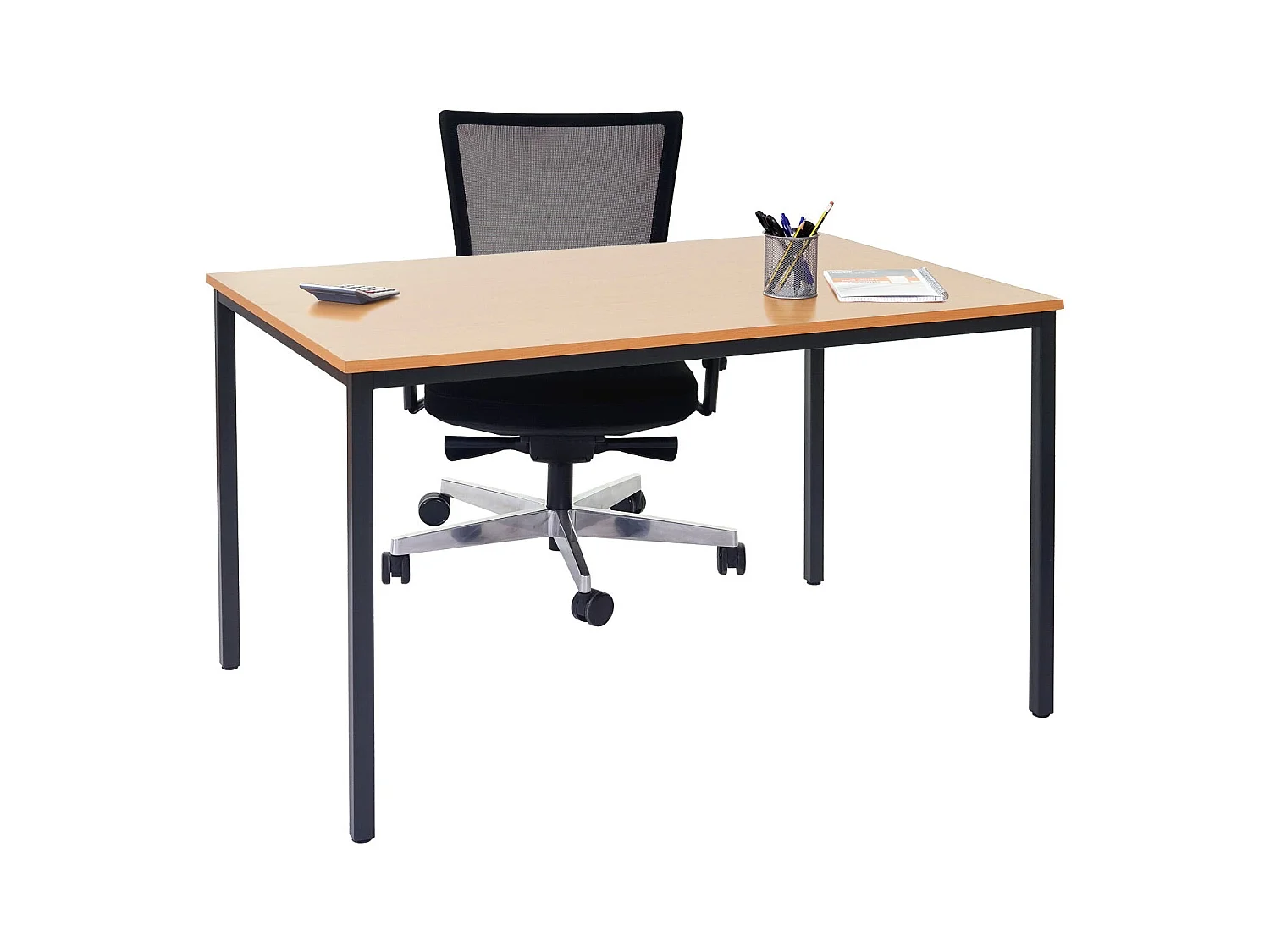 Bureau table de conférence effet bois beige 120 x 80 x 75 cm 04_0001392