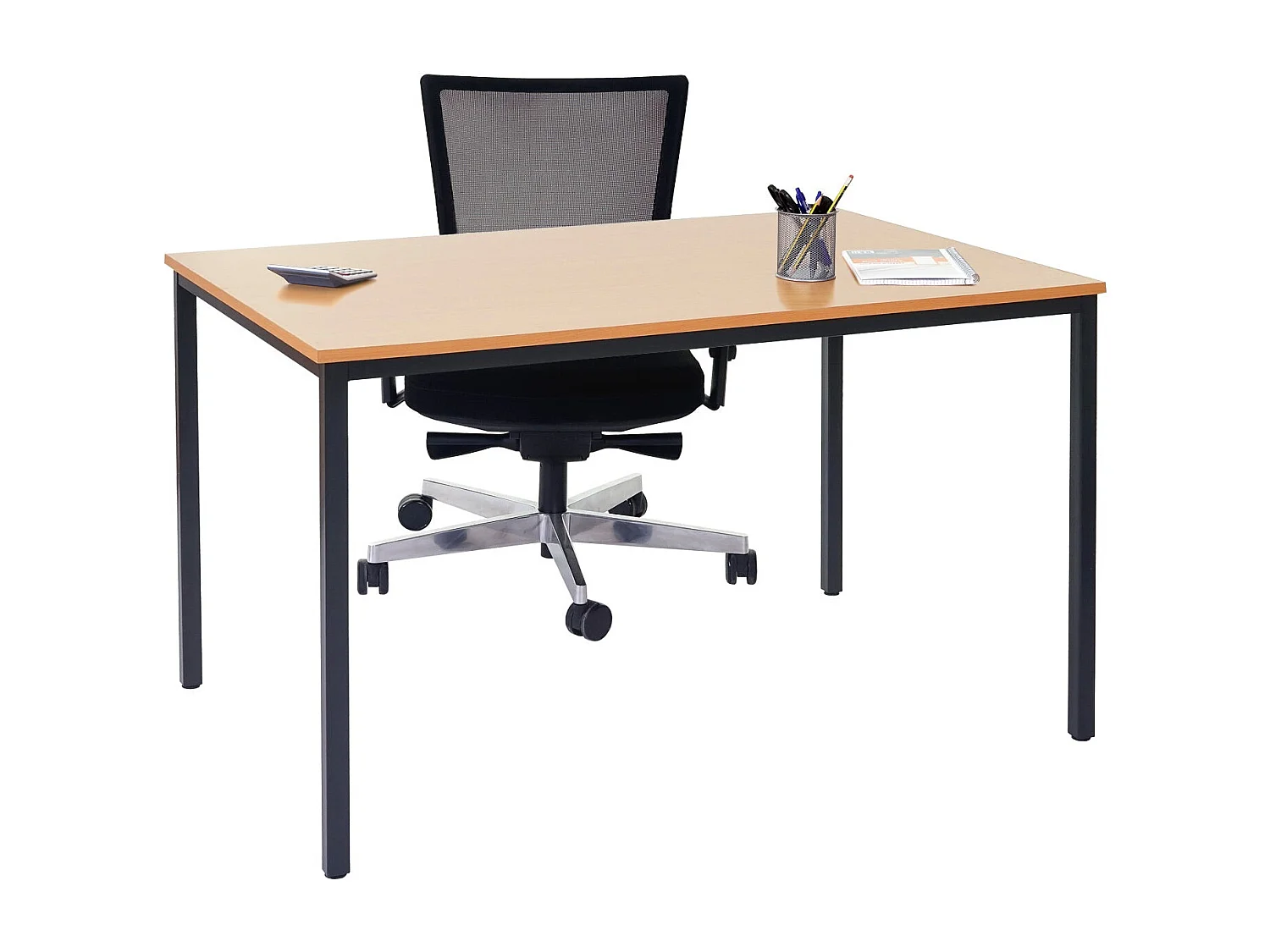 Bureau table de conférence effet bois beige 120 x 80 x 75 cm 04_0001392