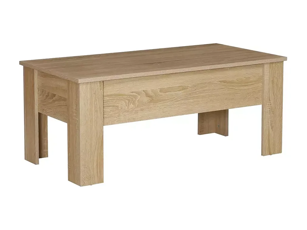 Table basse relevable 100 x 50 cm avec rangement chêne LUCASE