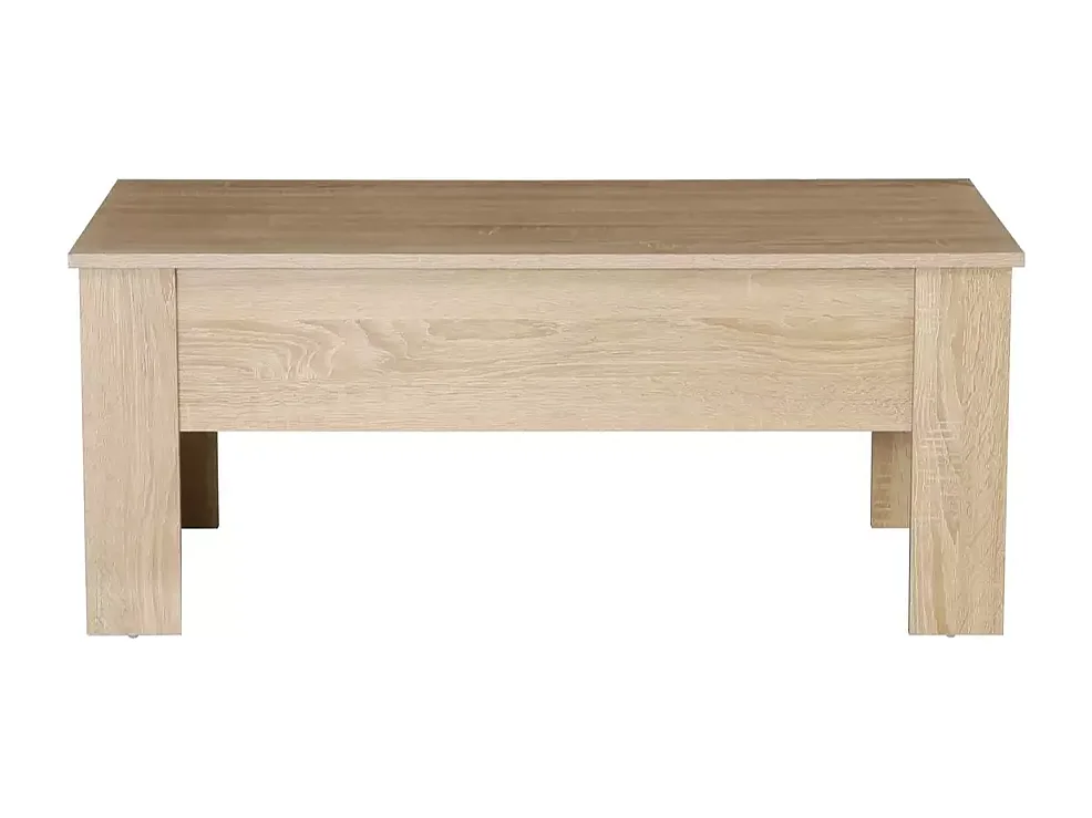 Table basse relevable 100 x 50 cm avec rangement chêne LUCASE