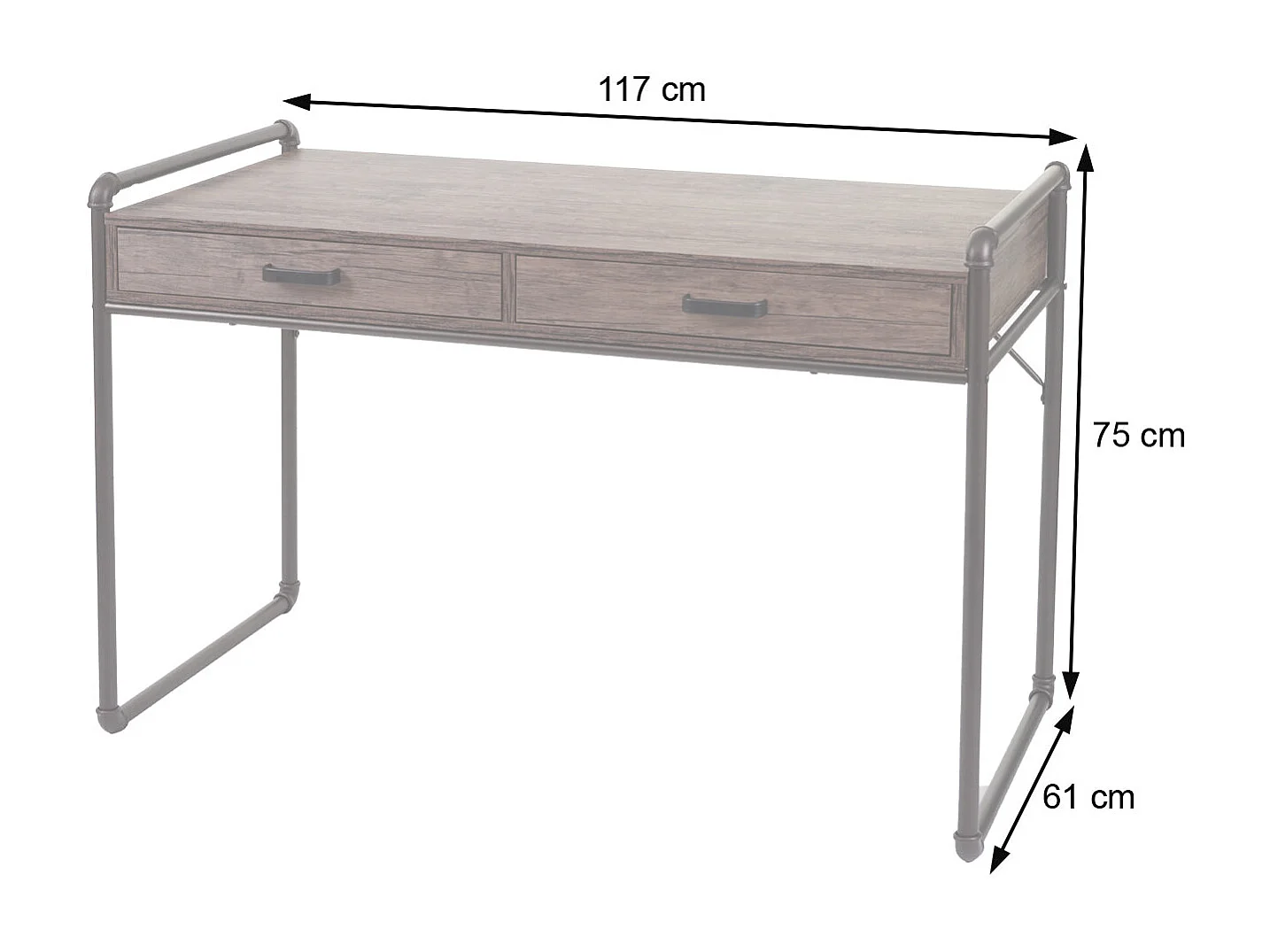 Bureau table d'ordinateur design beige 117 x 61 x 75 cm 04_0001445