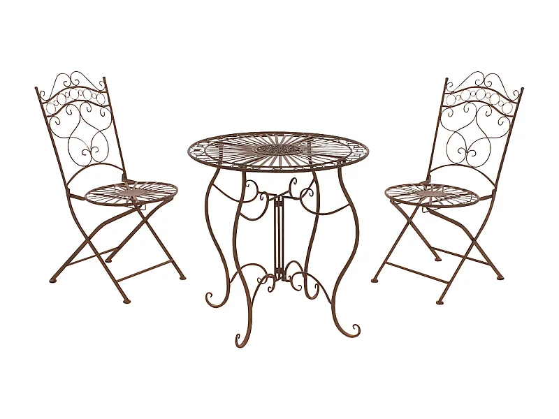 Ensemble meubles de jardin métal marron 40 x 50 x 92 cm 10_0002989