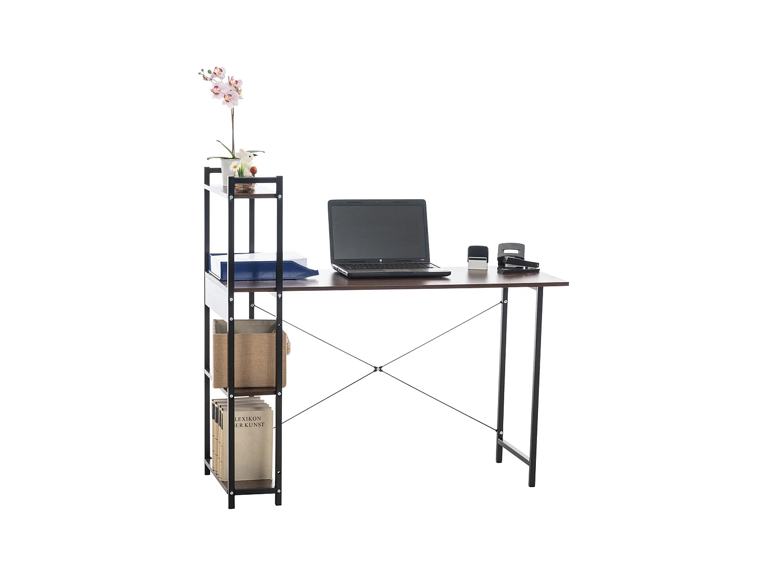 Bureau table de travail métal marron 120 x 44 x 111 cm 10_0003613