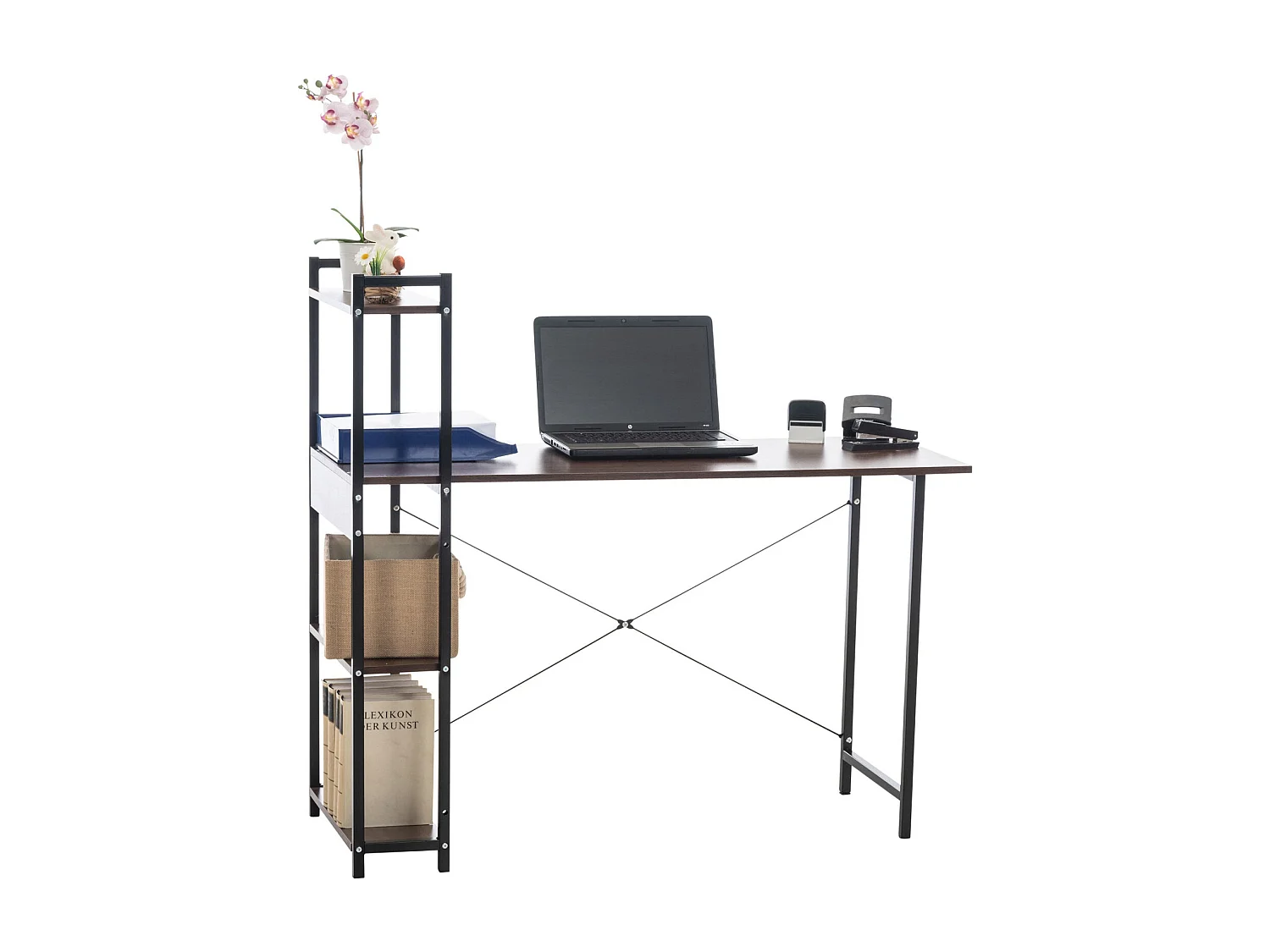 Bureau table de travail métal marron 120 x 44 x 111 cm 10_0003613