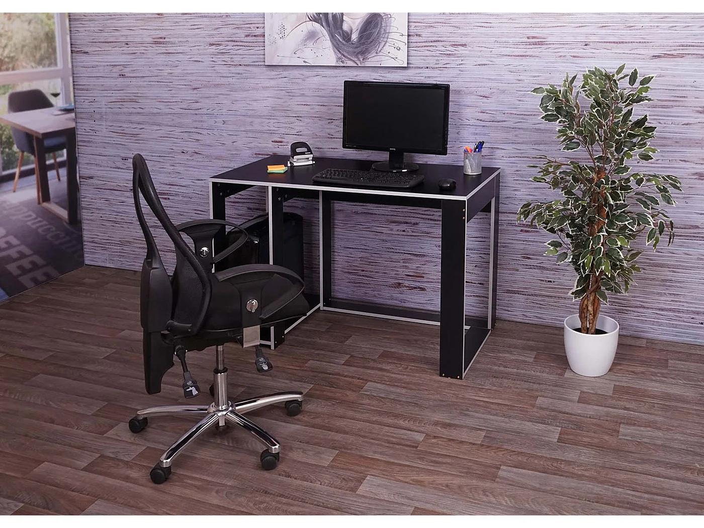 Bureau table de bureau effet bois grise 120 x 60 x 76 cm 04_0001453