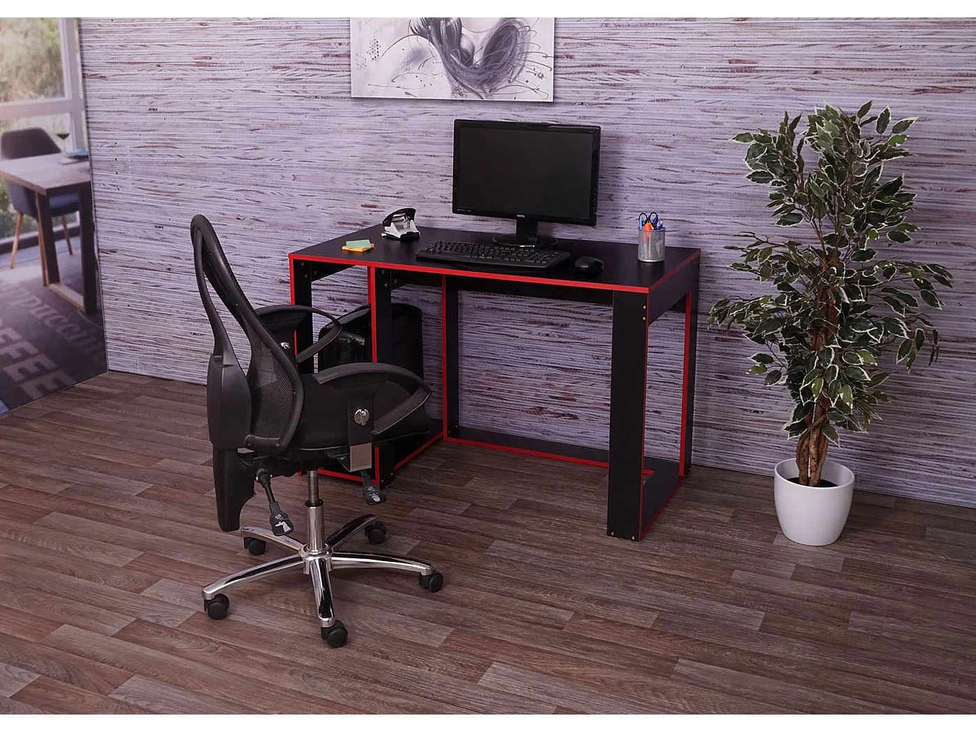 Bureau table de bureau effet bois noire 120 x 60 x 76 cm 04_0001454