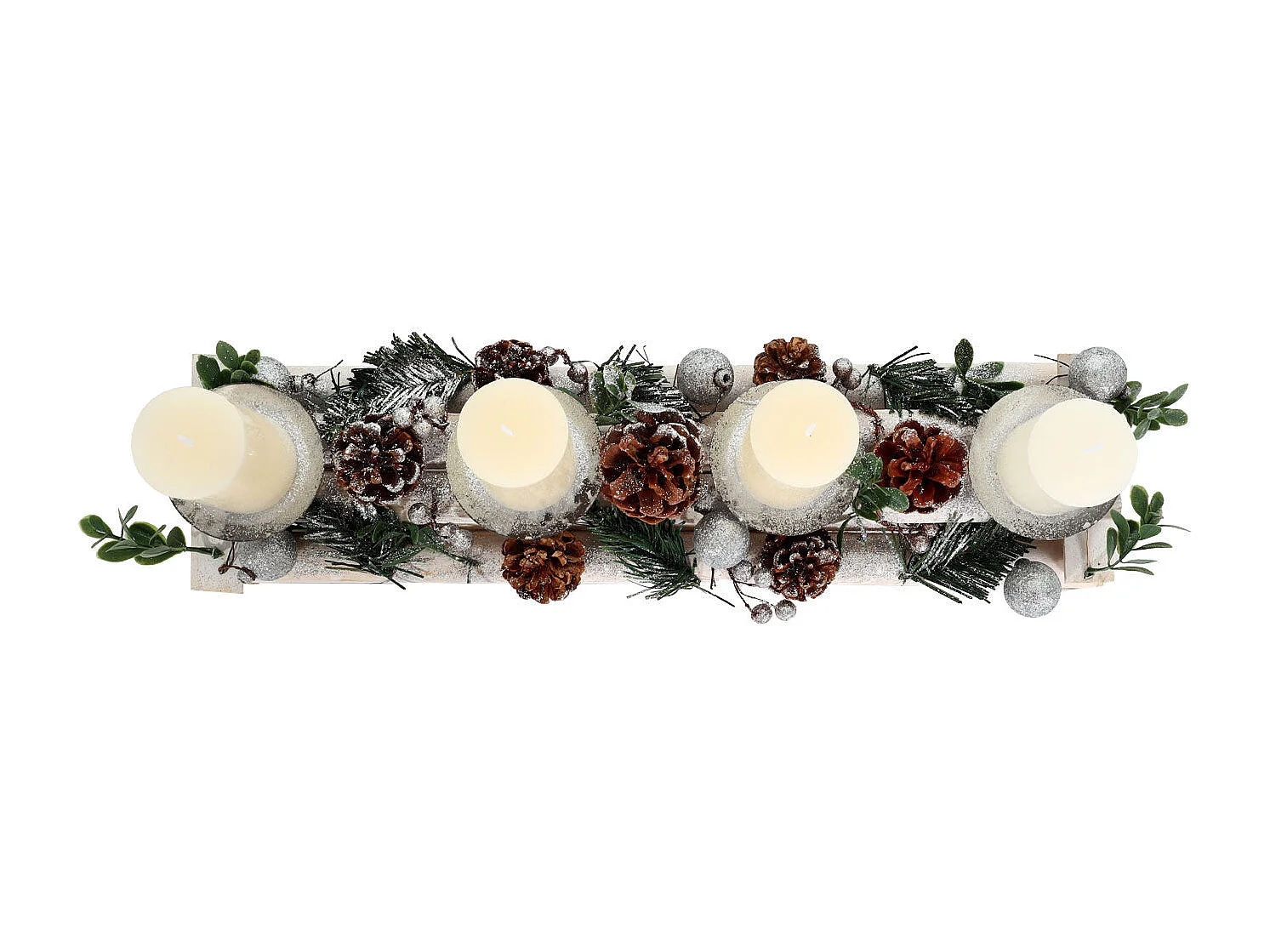 Composition de l'Avent avec bois blanche 18 x 13 x 51 cm 04_0005770