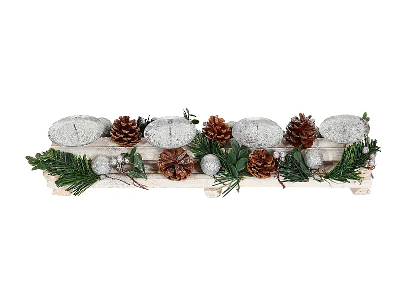 Arrangement de l'Avent décoration bois blanche 17 x 12 x 52 cm 04_0005771