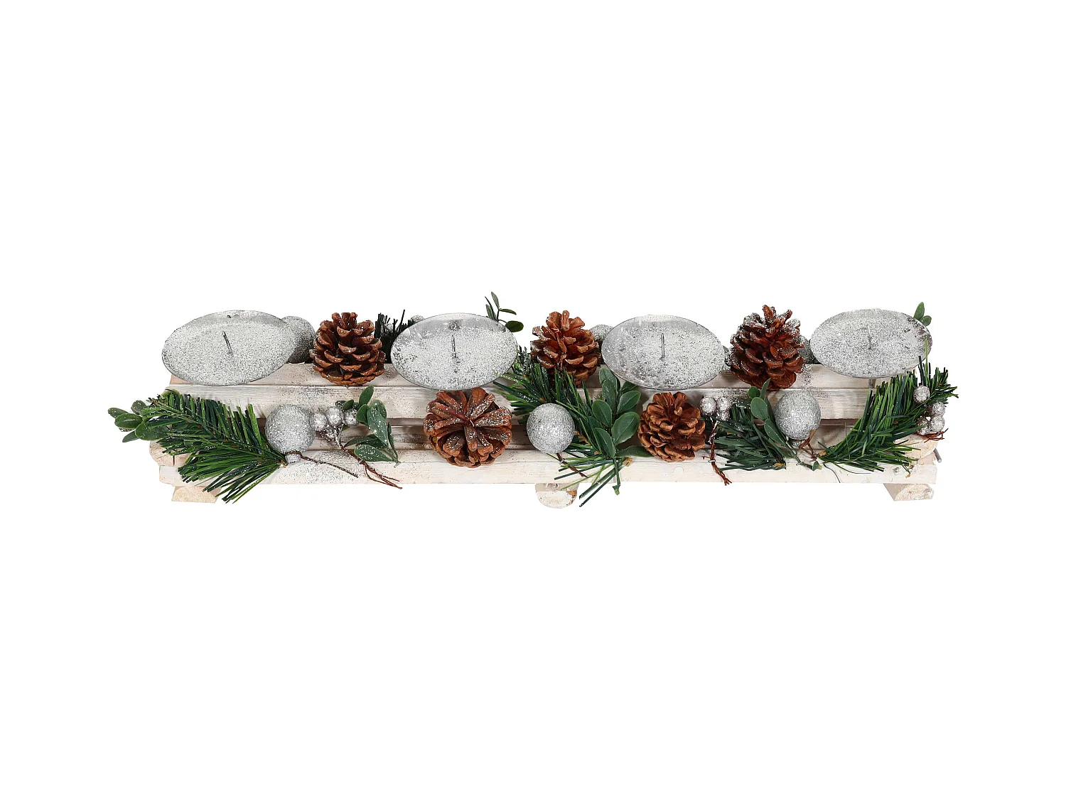 Arrangement de l'Avent décoration bois blanche 17 x 12 x 52 cm 04_0005771