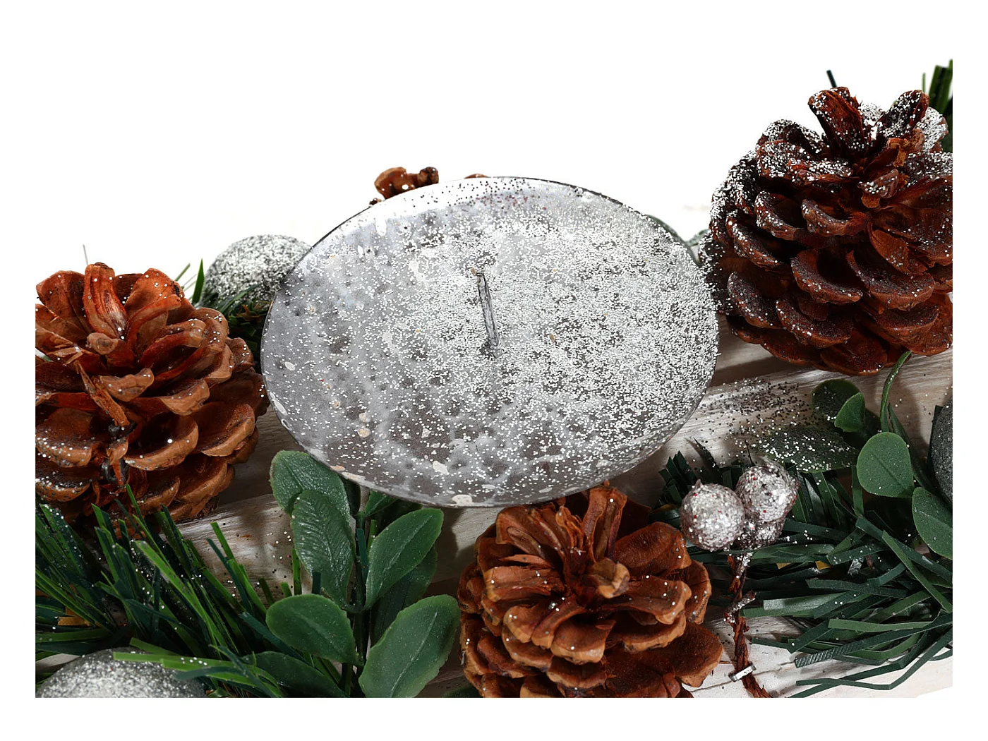 Arrangement de l'Avent décoration bois blanche 17 x 12 x 52 cm 04_0005771