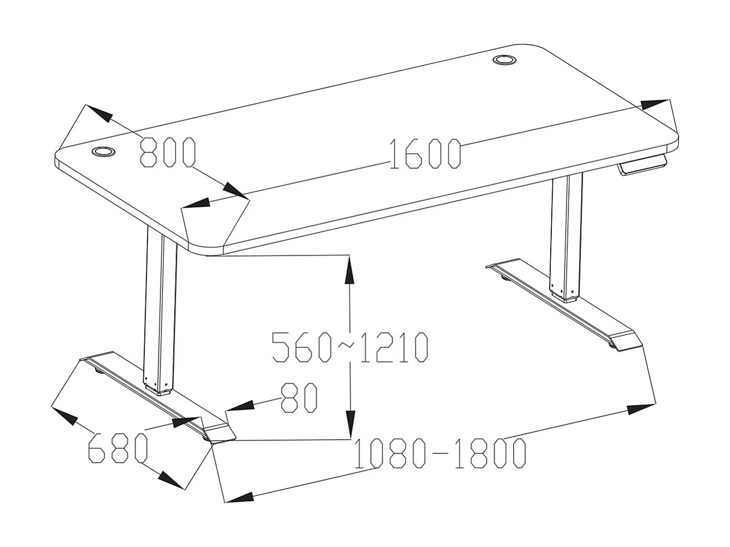 Bureau table d'ordinateur réglable effet bois blanche 108 x 58 x 56 cm 04_0001432