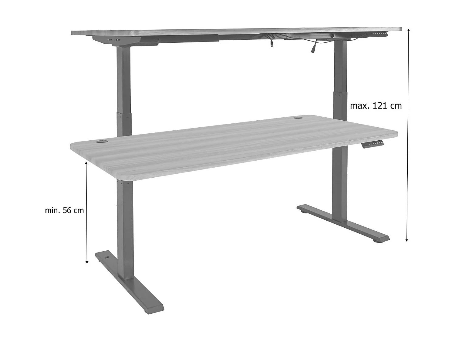 Bureau table d'ordinateur réglable effet bois blanche 108 x 58 x 56 cm 04_0001432