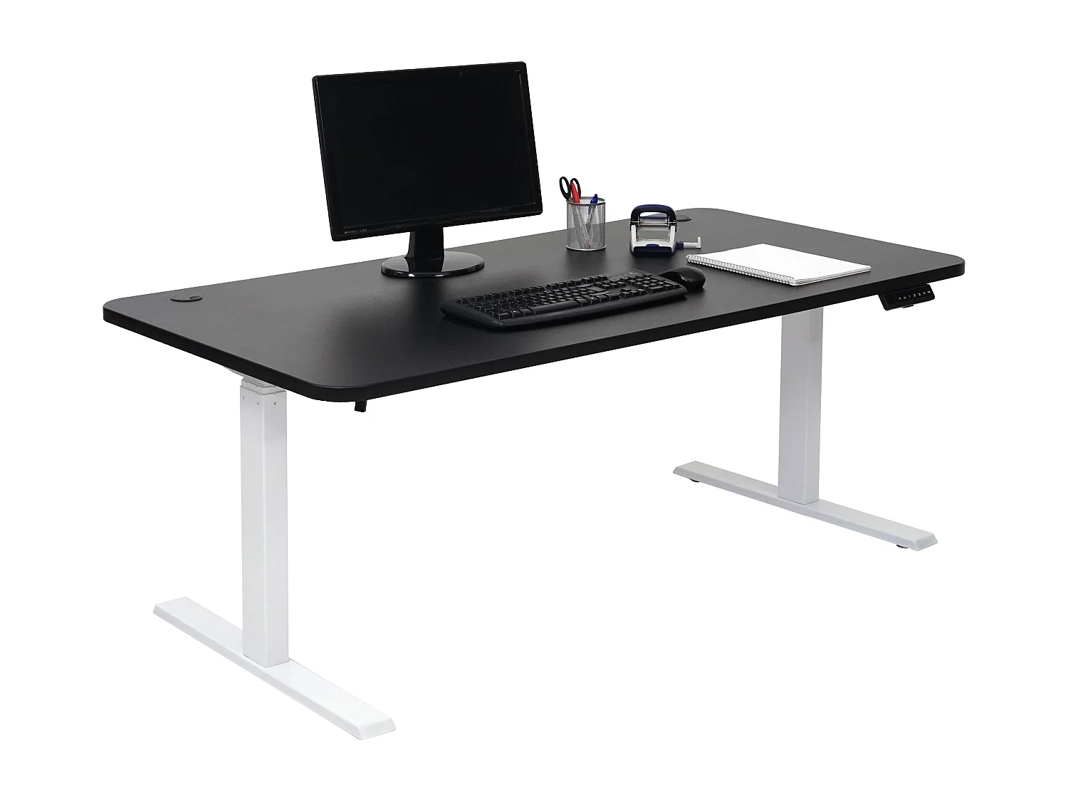 Bureau table d'ordinateur réglable effet bois blanche 108 x 58 x 56 cm 04_0001432