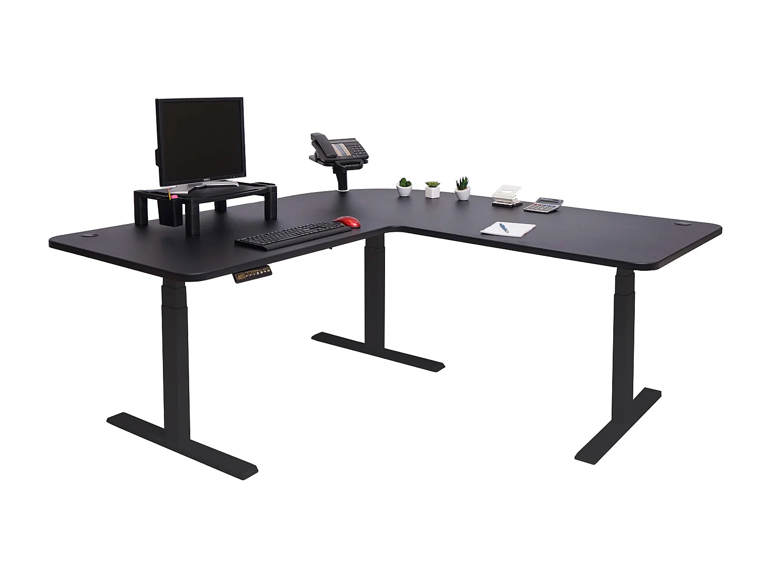 Bureau d'angle table d'ordinateur effet bois noire 105 x 58 x 56 cm 04_0002504