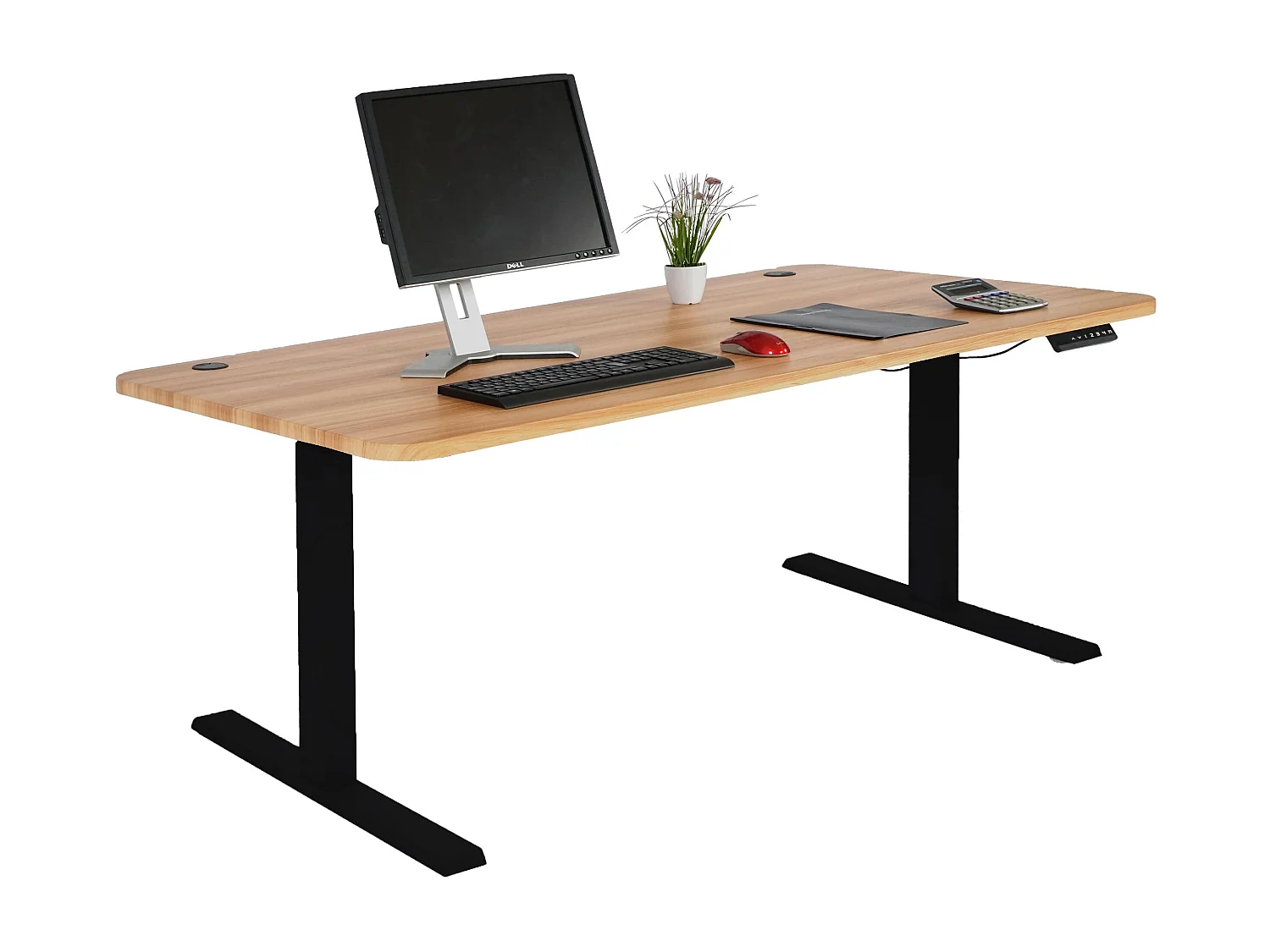 Bureau table d'ordinateur réglable effet bois beige 108 x 58 x 56 cm 04_0001436