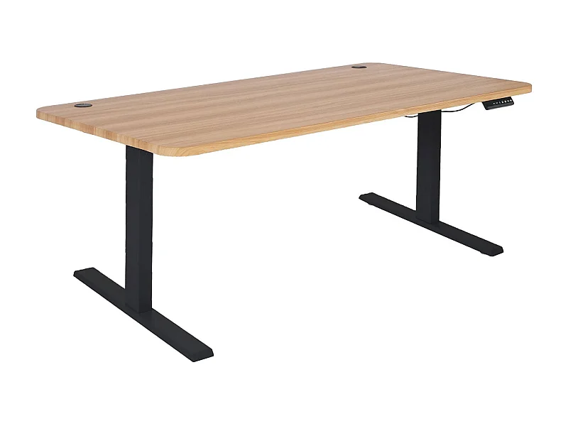 Bureau table d'ordinateur réglable effet bois beige 108 x 58 x 56 cm 04_0001436