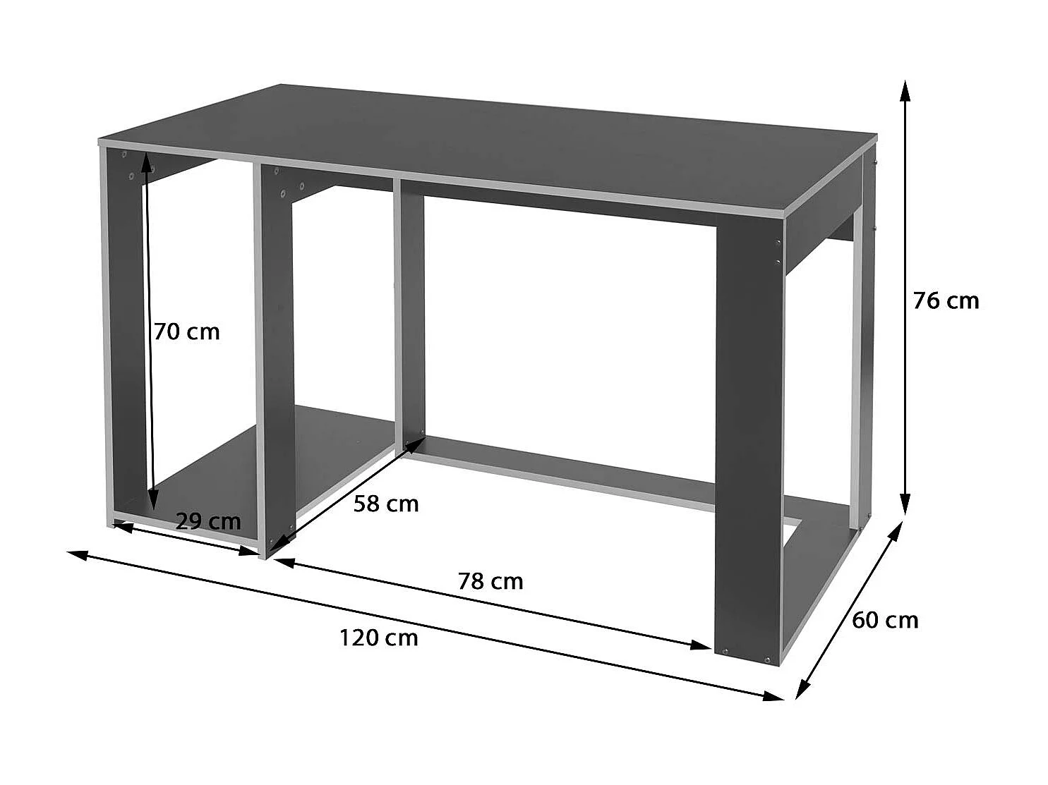 Bureau table de bureau effet bois bleue 120 x 60 x 5 cm 04_0001451