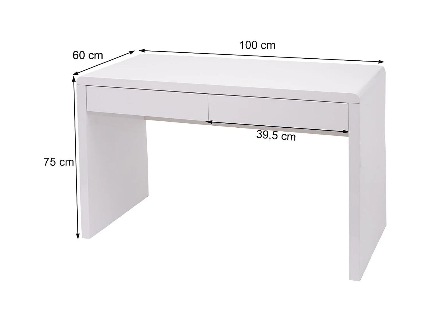 Bureau table d'ordinateur avec effet bois blanche 100 x 58 x 75 cm 04_0006052