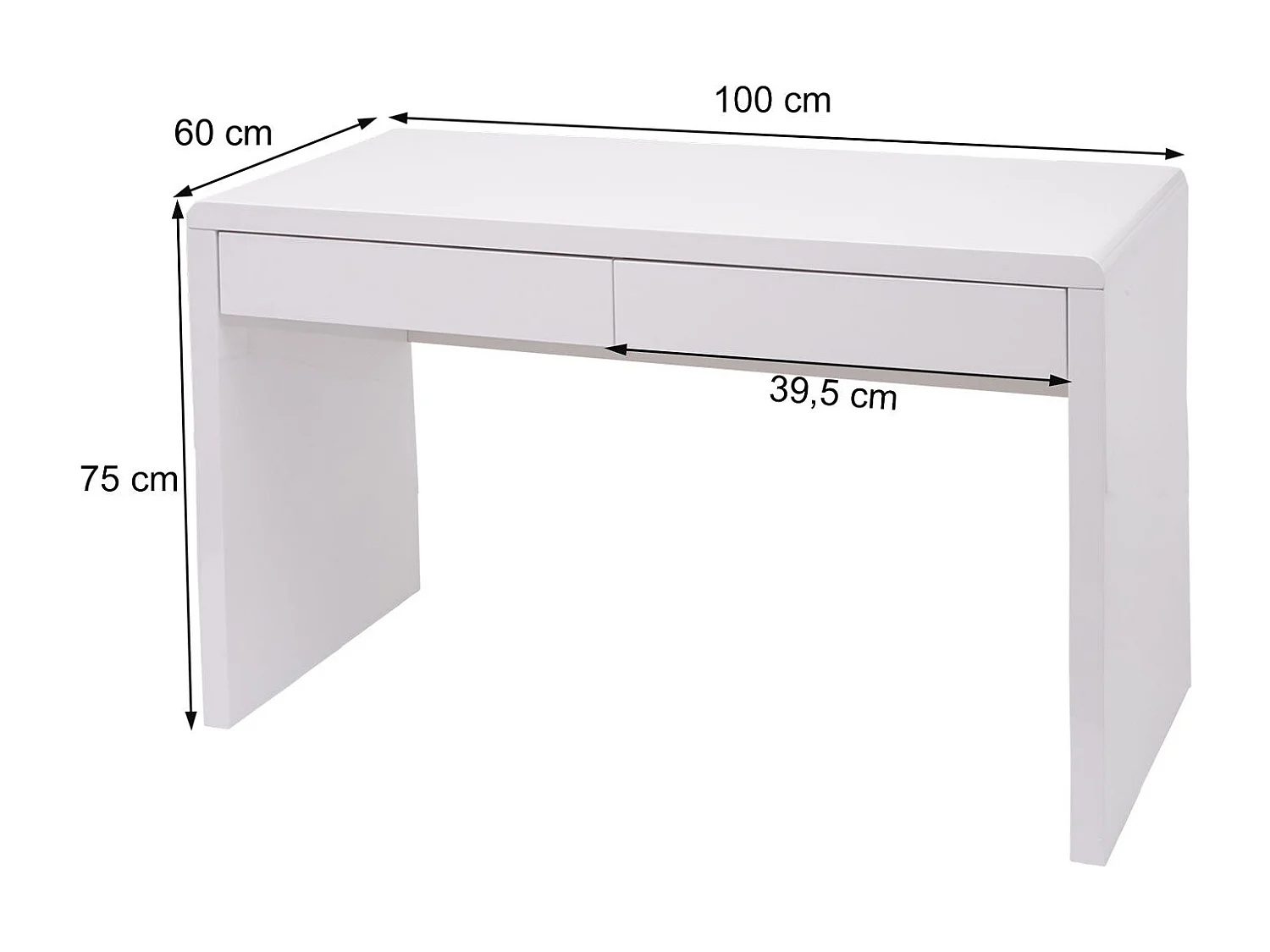 Bureau table d'ordinateur avec effet bois blanche 100 x 58 x 75 cm 04_0006052