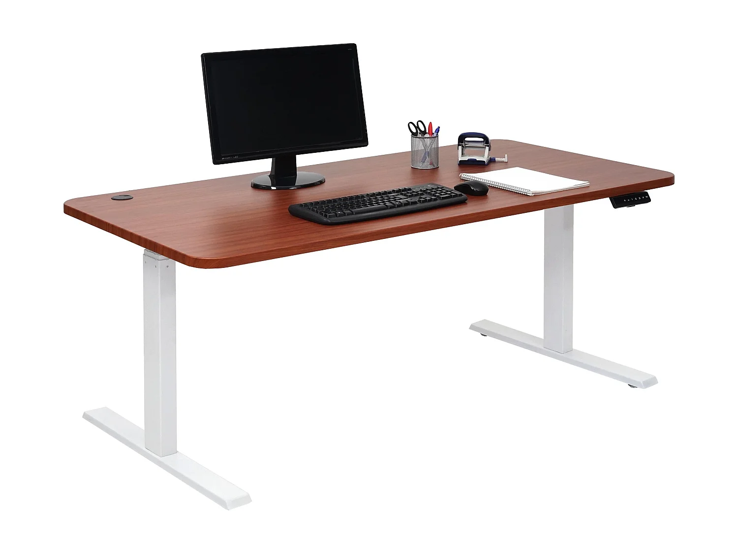 Bureau table d'ordinateur réglable effet bois blanche 108 x 58 x 56 cm 04_0001411