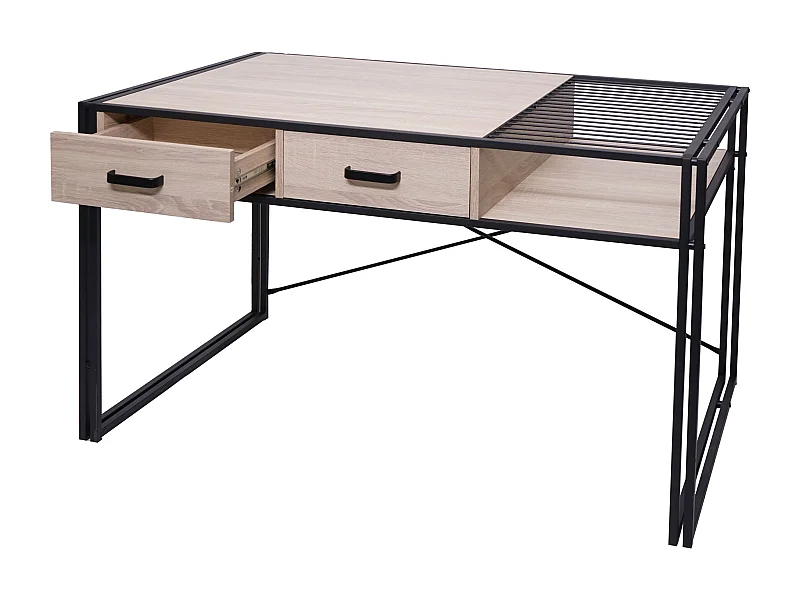 Bureau d'ordinateur avec tiroirs beige 120 x 70 x 76 cm 04_0001450