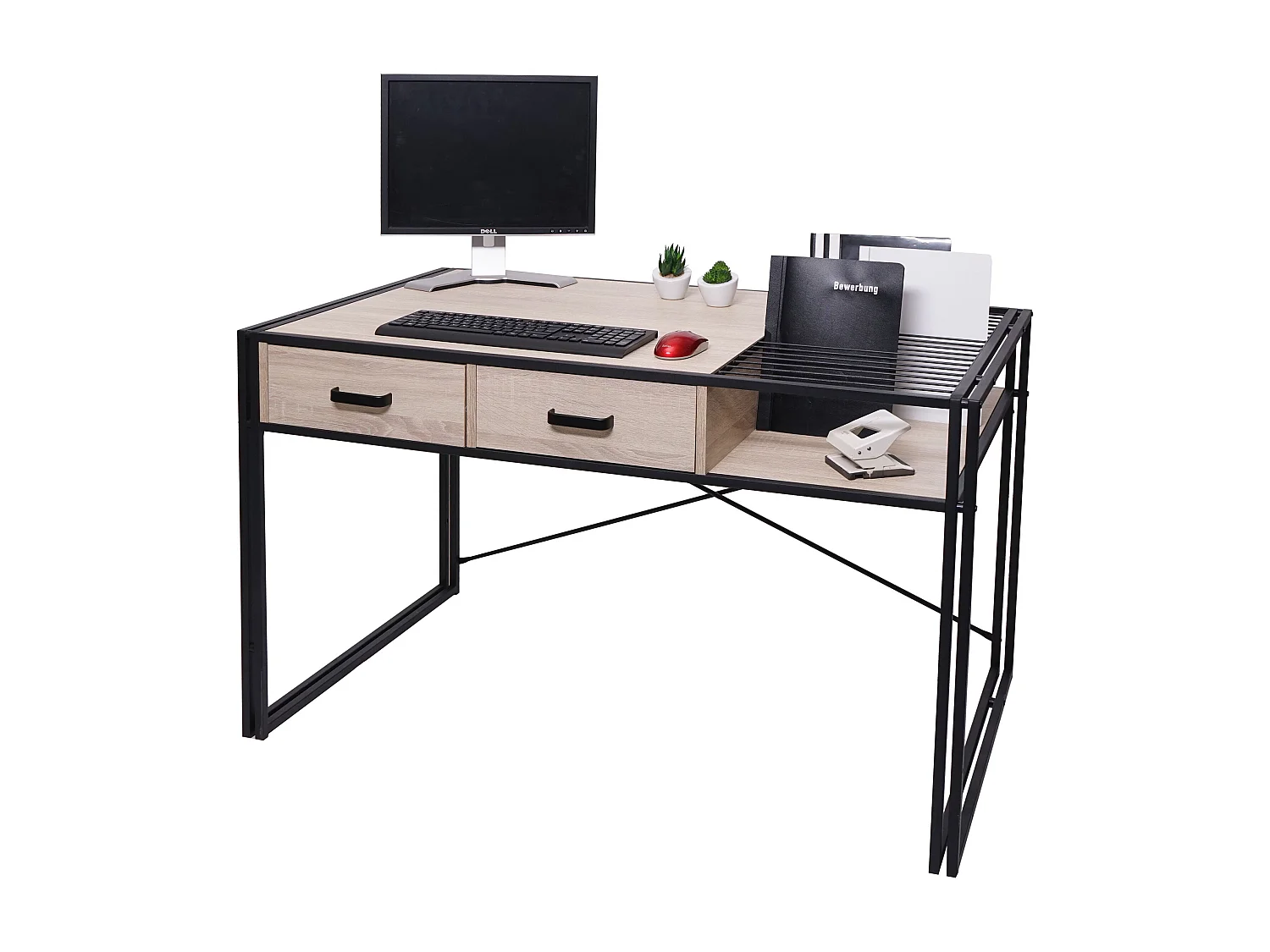 Bureau d'ordinateur avec tiroirs beige 120 x 70 x 76 cm 04_0001450