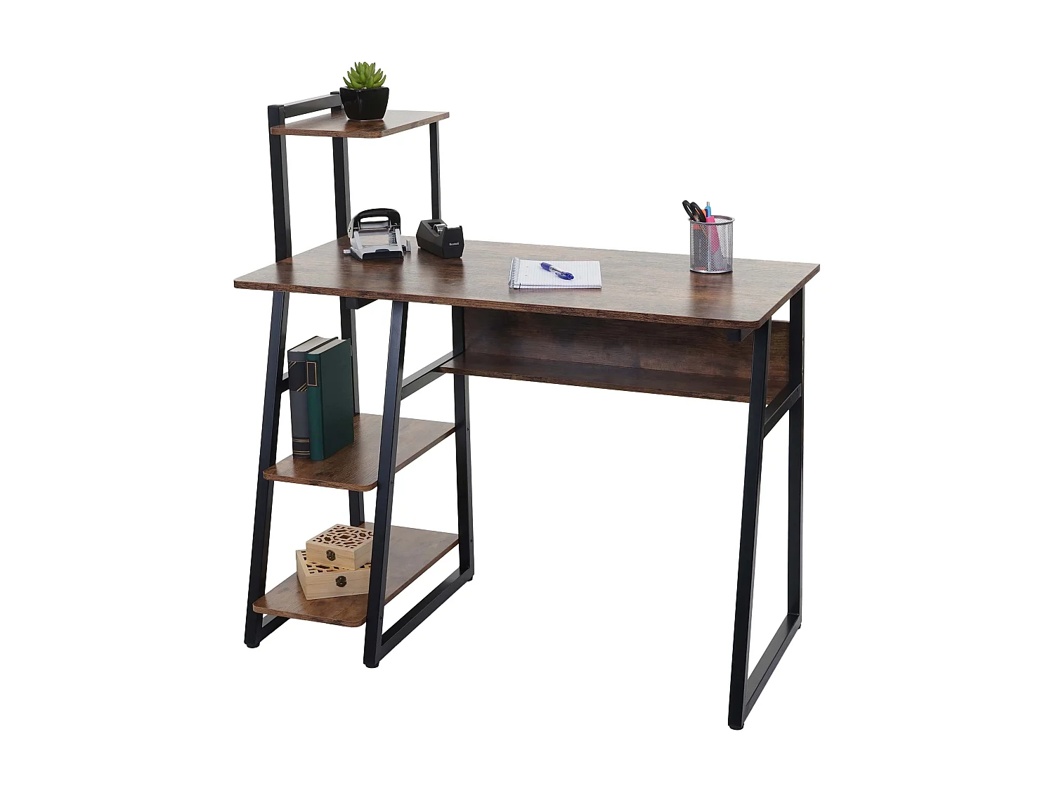 Bureau avec étagères table métal marron 58 x 13 x 116 cm 04_0006012