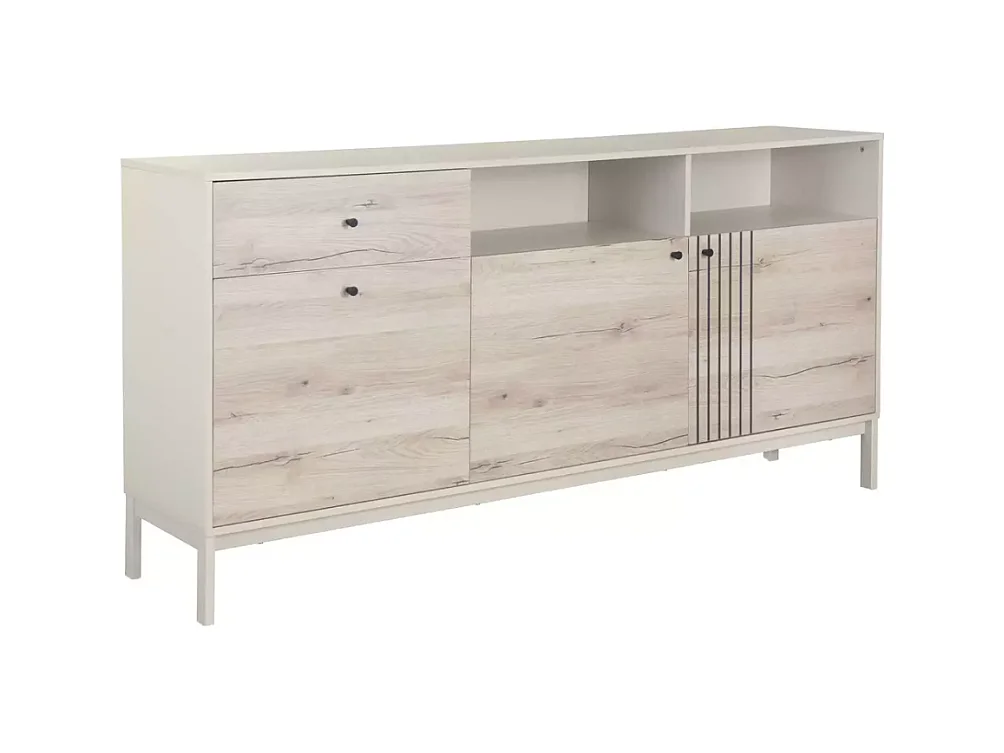 Buffet 3 portes chêne alpin et blanc cassé – Collection FARGOLE